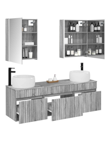 Set di Armadi da Bagno 5 pcs Sonoma grigio 53 x 15,5 x 70 cm