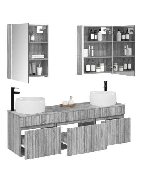 Set di Armadi da Bagno 5 pcs Sonoma grigio 53 x 15,5 x 70 cm