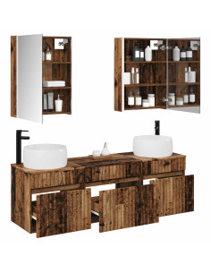 Set di Armadi da Bagno 5 pcs Legno antico 53 x 15,5 x 70 cm 2