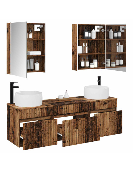 Set di Armadi da Bagno 5 pcs Legno antico 53 x 15,5 x 70 cm