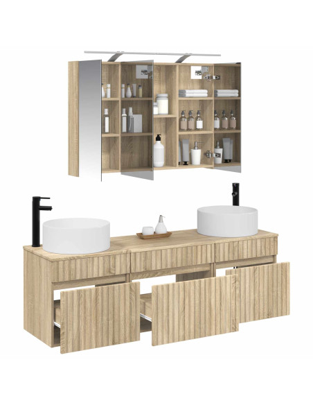 Set di Armadi da Bagno 4 pcs Rovere Sonoma 100 x 14,5 x 70 cm