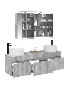 Set di Armadi da Bagno 4 pcs Grigio Cemento 100 x 14,5 x 70 cm 2