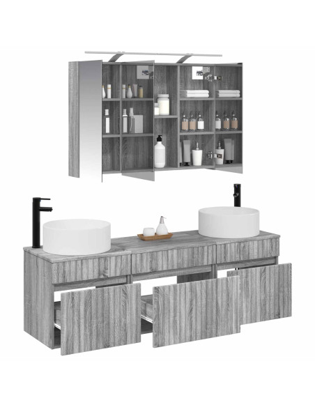 Set di Armadi da Bagno 4 pcs Sonoma grigio 100 x 14,5 x 70 cm