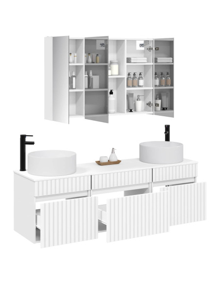 Set di Armadi da Bagno 4 pcs Bianco 103,5 x 15,5 x 70 cm