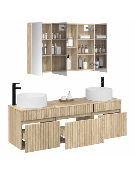 Set di Armadi da Bagno 4 pcs Rovere Sonoma 103,5 x 15,5 x 70 cm