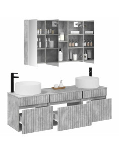 Set di Armadi da Bagno 4 pcs Grigio Cemento 2