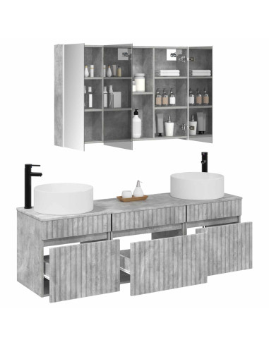 Set di Armadi da Bagno 4 pcs Grigio Cemento