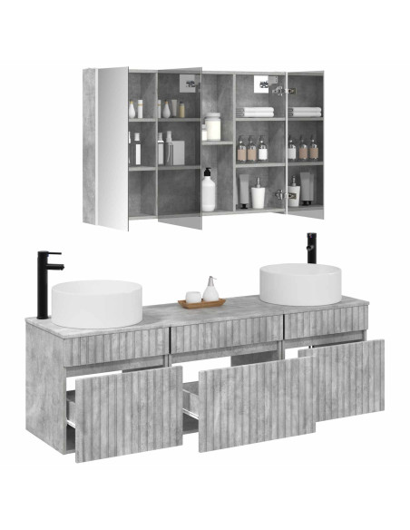 Set di Armadi da Bagno 4 pcs Grigio Cemento