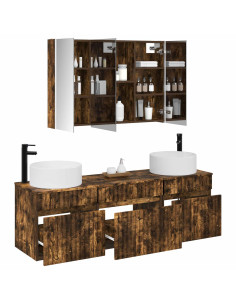 Set di Armadi da Bagno 4 pcs Rovere Fumo 103,5 x 15,5 x 70 cm 2