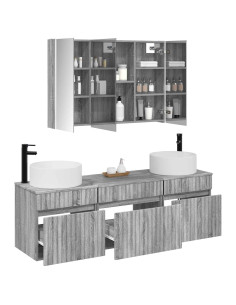 Set di Armadi da Bagno 4 pcs Sonoma grigio 103,5 x 15,5 x 70 cm 2