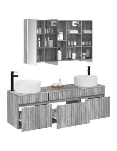Set di Armadi da Bagno 4 pcs Sonoma grigio 103,5 x 15,5 x 70 cm