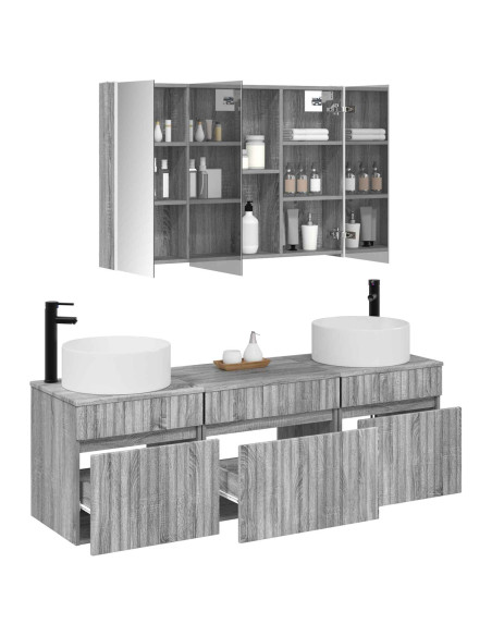 Set di Armadi da Bagno 4 pcs Sonoma grigio 103,5 x 15,5 x 70 cm