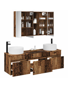 Set di Armadi da Bagno 4 pcs Legno antico 103,5 x 15,5 x 70 cm 2