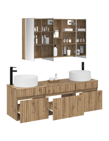 Set di Armadi da Bagno 4 pcs Rovere Artigianale