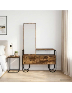 Tavolo da Trucco con cassetto Rovere Fumo Legno ingegnerizzato