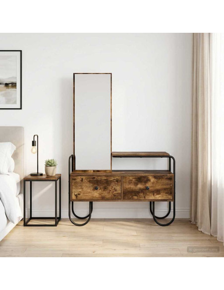 Tavolo da Trucco con cassetto Rovere Fumo Legno ingegnerizzato