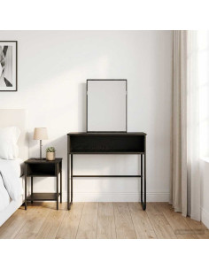 Tavolo da Trucco con lo scaffale Rovere Nero 81 x 40 x 131 cm