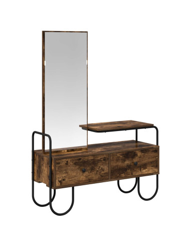 Tavolo da Trucco con cassetto Rovere Fumo Legno ingegnerizzato