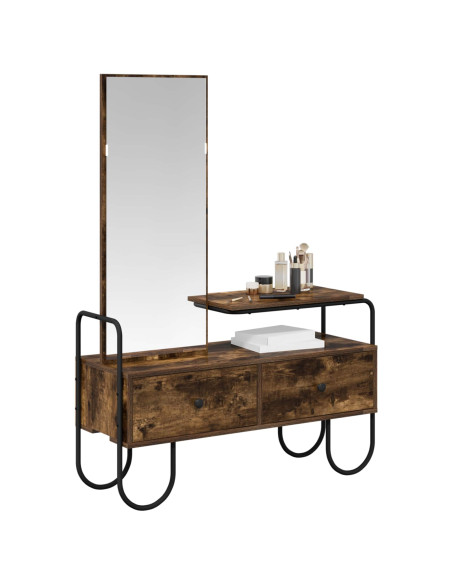 Tavolo da Trucco con cassetto Rovere Fumo Legno ingegnerizzato