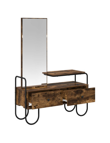 Tavolo da Trucco con cassetto Rovere Fumo Legno ingegnerizzato