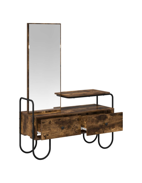 Tavolo da Trucco con cassetto Rovere Fumo Legno ingegnerizzato