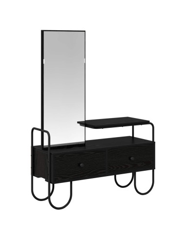 Tavolo da Trucco con cassetto Rovere Nero Legno ingegnerizzato