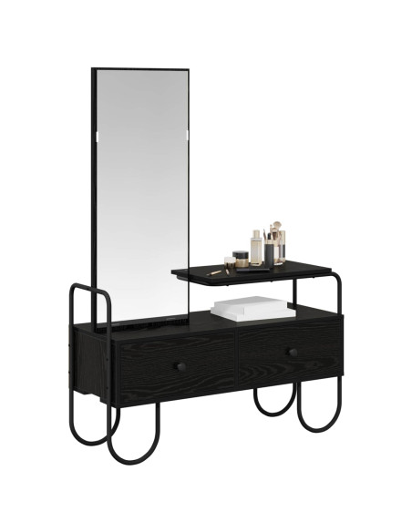 Tavolo da Trucco con cassetto Rovere Nero Legno ingegnerizzato