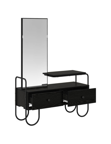 Tavolo da Trucco con cassetto Rovere Nero Legno ingegnerizzato