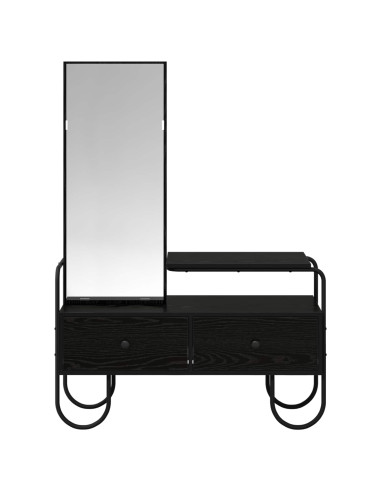 Tavolo da Trucco con cassetto Rovere Nero Legno ingegnerizzato