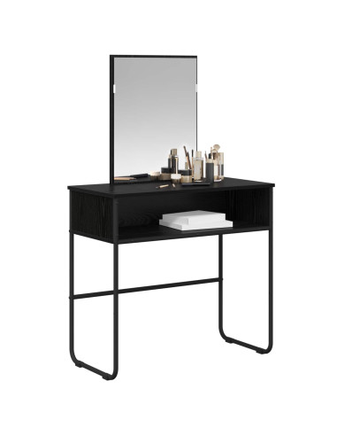 Tavolo da Trucco con lo scaffale Rovere Nero 81 x 40 x 131 cm