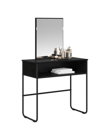 Tavolo da Trucco con lo scaffale Rovere Nero 81 x 40 x 131 cm