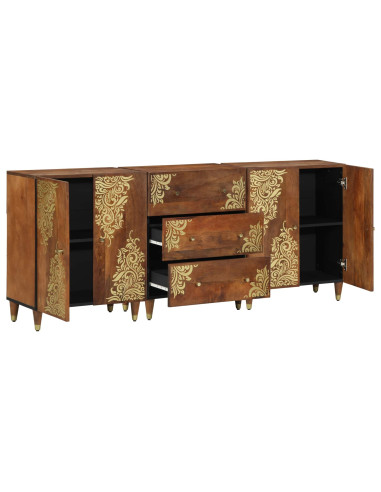 Set di Armadi da Bagno con cassetto 3 pcs Miele Marrone e Oro