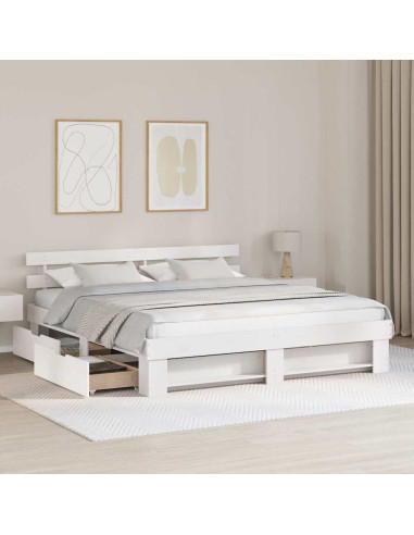 Struttura del letto Bianco 180 x 200 cm Pino massello
