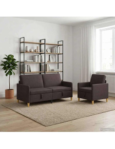 Set di Divani con Storage 2 pcs Marrone Scuro Poliestere