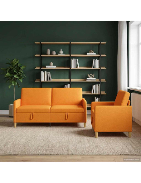 Set di Divani con Storage 2 pcs Giallo Scuro Poliestere