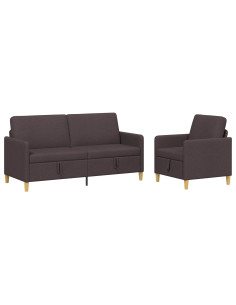 Set di Divani con Storage 2 pcs Marrone Scuro Poliestere 2