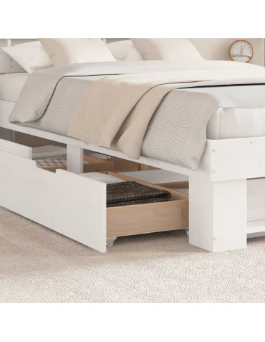 Struttura del letto Bianco 140 x 190 cm Pino massello