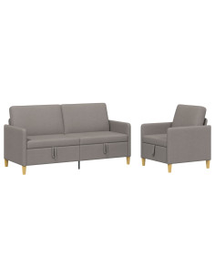 Set di Divani con Storage 2 pcs Tortora Poliestere 2
