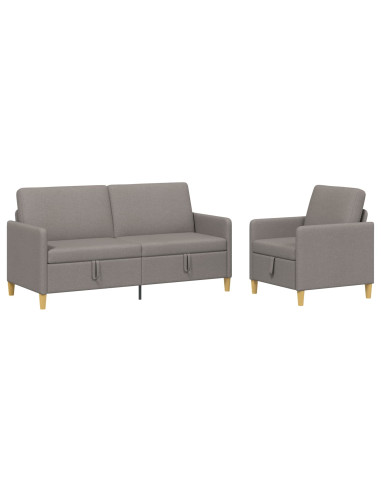 Set di Divani con Storage 2 pcs Tortora Poliestere