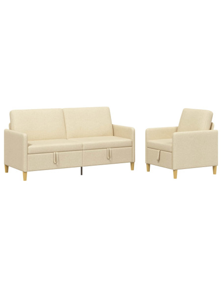 Set di Divani con Storage 2 pcs Crema Poliestere