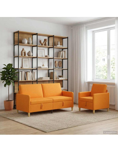 Set di Divani con Storage 2 pcs Giallo Scuro Poliestere
