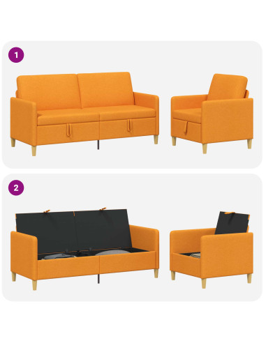 Set di Divani con Storage 2 pcs Giallo Scuro Poliestere