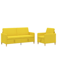 Set di Divani con Storage 2 pcs Giallo Chiaro Poliestere 2