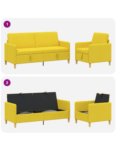 Set di Divani con Storage 2 pcs Giallo Chiaro Poliestere
