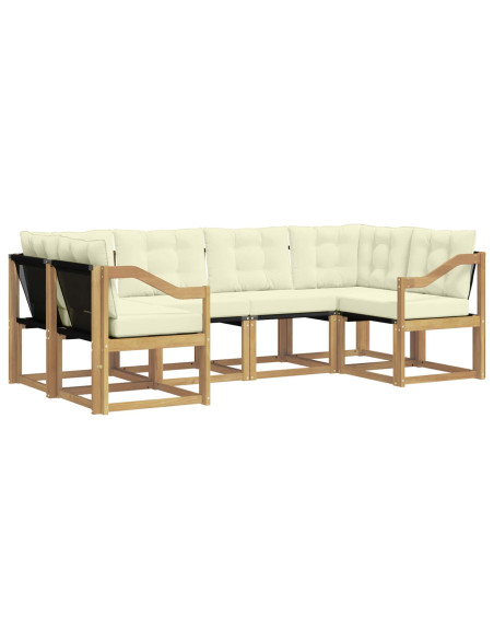 Set di divani da esterno con cuscino 6 pcs Bianco e Crema