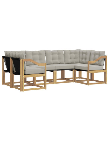 Set di divani da esterno 6 pcs Bianco e Grigio Chiaro