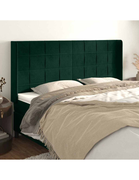 Testiera ad Orecchio Verde Scuro 163x16x118/128 cm in Velluto