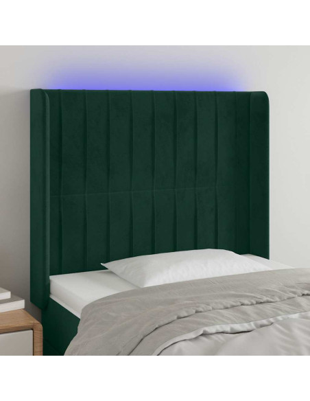 Testiera a LED Verde Scuro 103x16x118/128 cm in Velluto