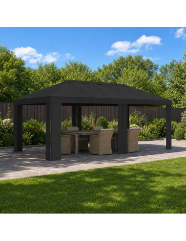 Copertura per Gazebo 6 x 3 m Antracite Poliestere 190 gsm