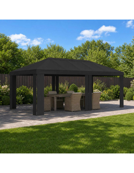 Copertura per Gazebo 6 x 3 m Antracite Poliestere 190 gsm